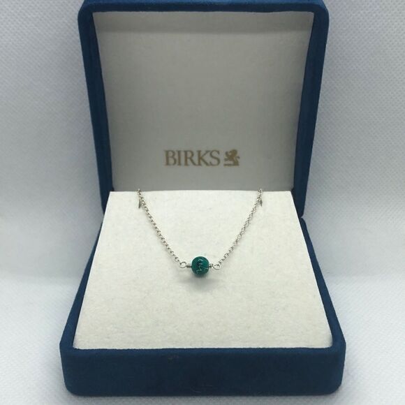 💛 Silver & Green Stone Choker Necklace - Picture 1 of 4